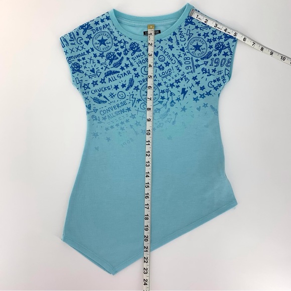 Converse All-Star Girls' Cap Sleeve Asymmetrical Pointed Hem Tee, Medium (10-12) - Picture 11 of 14